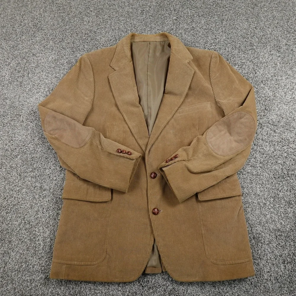 VTG Jordache Jacket Mens 44 Brown Corduroy Elbow Patch Western Blazer Sport Coat